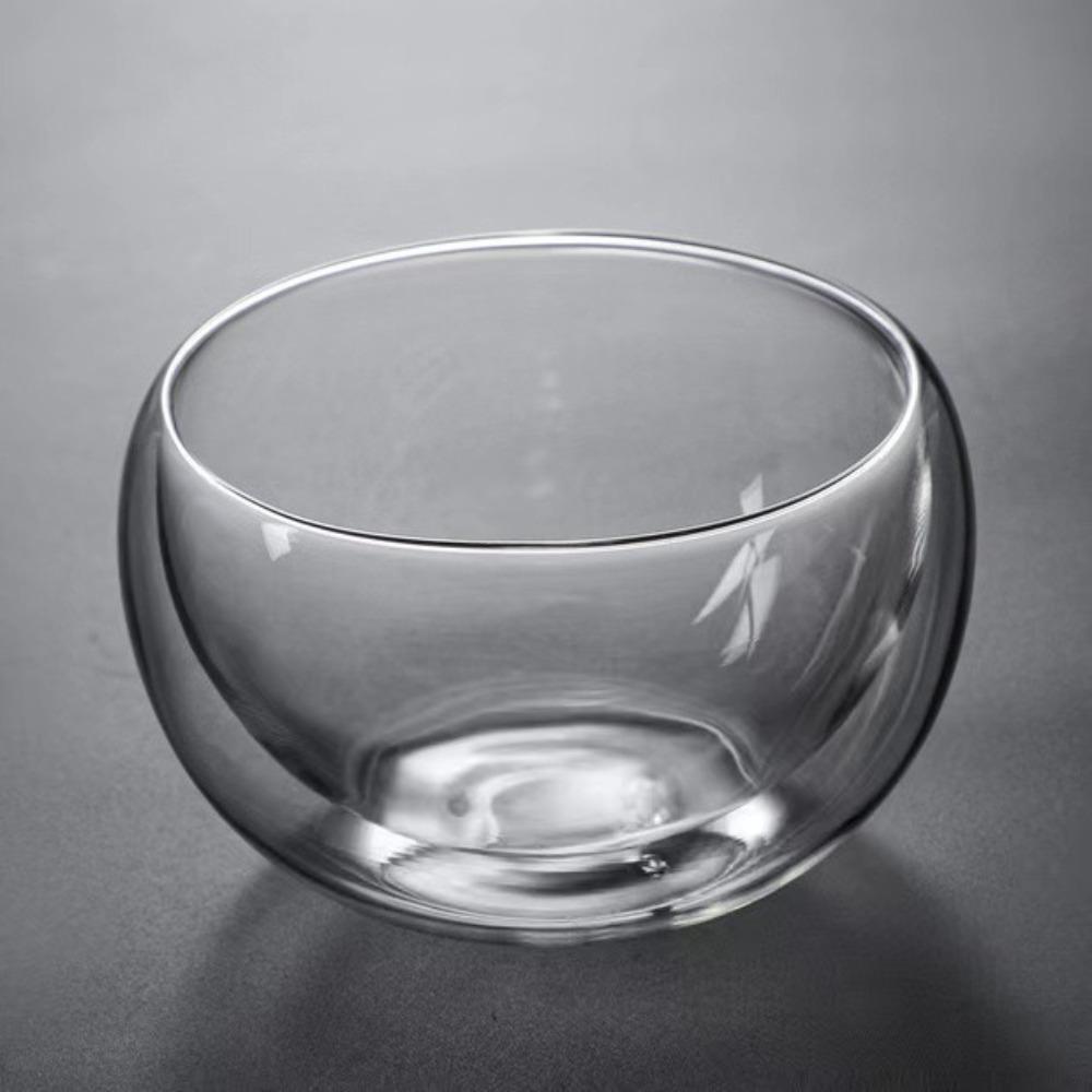 Baifenbai Home Furnishing Thickened Heat-Resistant Double-Layer Glass Salad Bowl, Heat-Insulating Fruit Glass Bowl, Porridge Bowl, Soup Bowl, Large Rice Bowl.