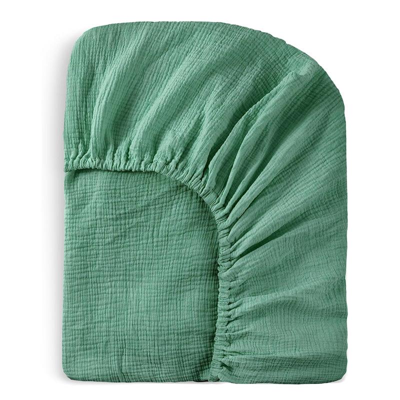 Baby Pure Cotton Double Layer Gauze Crinkle Fitted Sheet Bed Cover