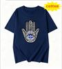 Hamsa Hand Devils Eye Pattern Tshirt Retro Horde Totem European And American Versatile Round Neck Short Sleeve Top