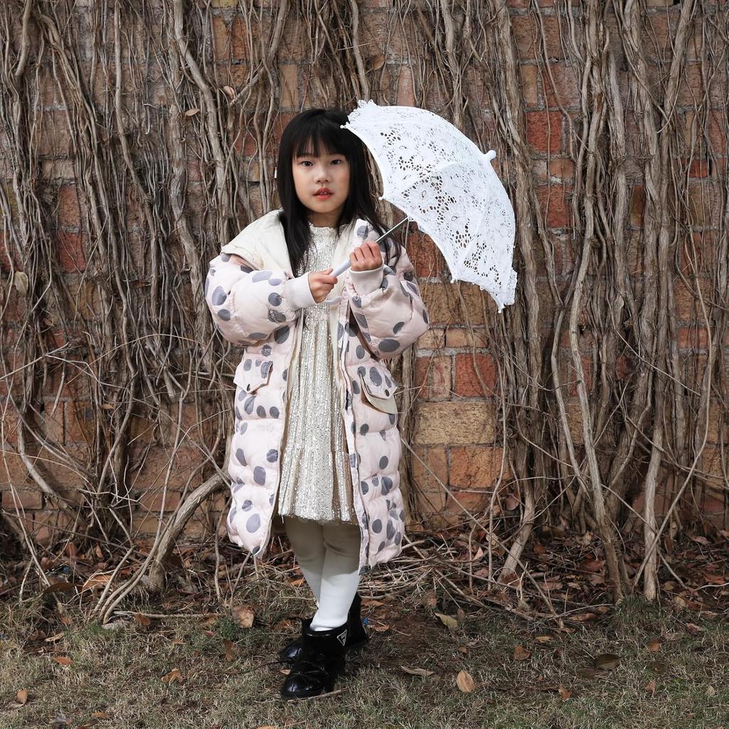 Mini White Lace Umbrella, 16.5x18 Inch Vintage Bridal Lace Decorative Umbrella for Tea Party, Small Photography Prop, Craft Umbrella for Kids,