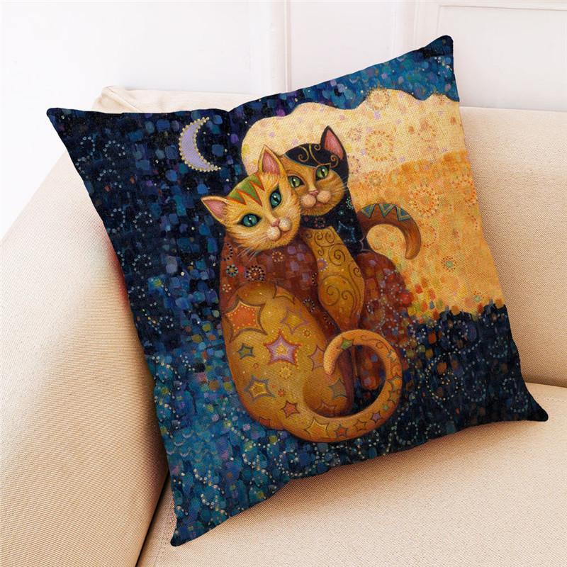 Federa per cuscino con stampa di gatti vintage, per soggiorno, divano, camera da letto, decorazione