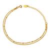 Delicate Double-layer Snake Bone Chain and Exquisite Beaded Bracelet 18K Gold Plated Stainless Steel