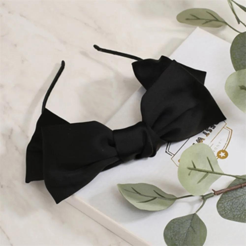 Large ribbon headband, black headache-free headband, party headband