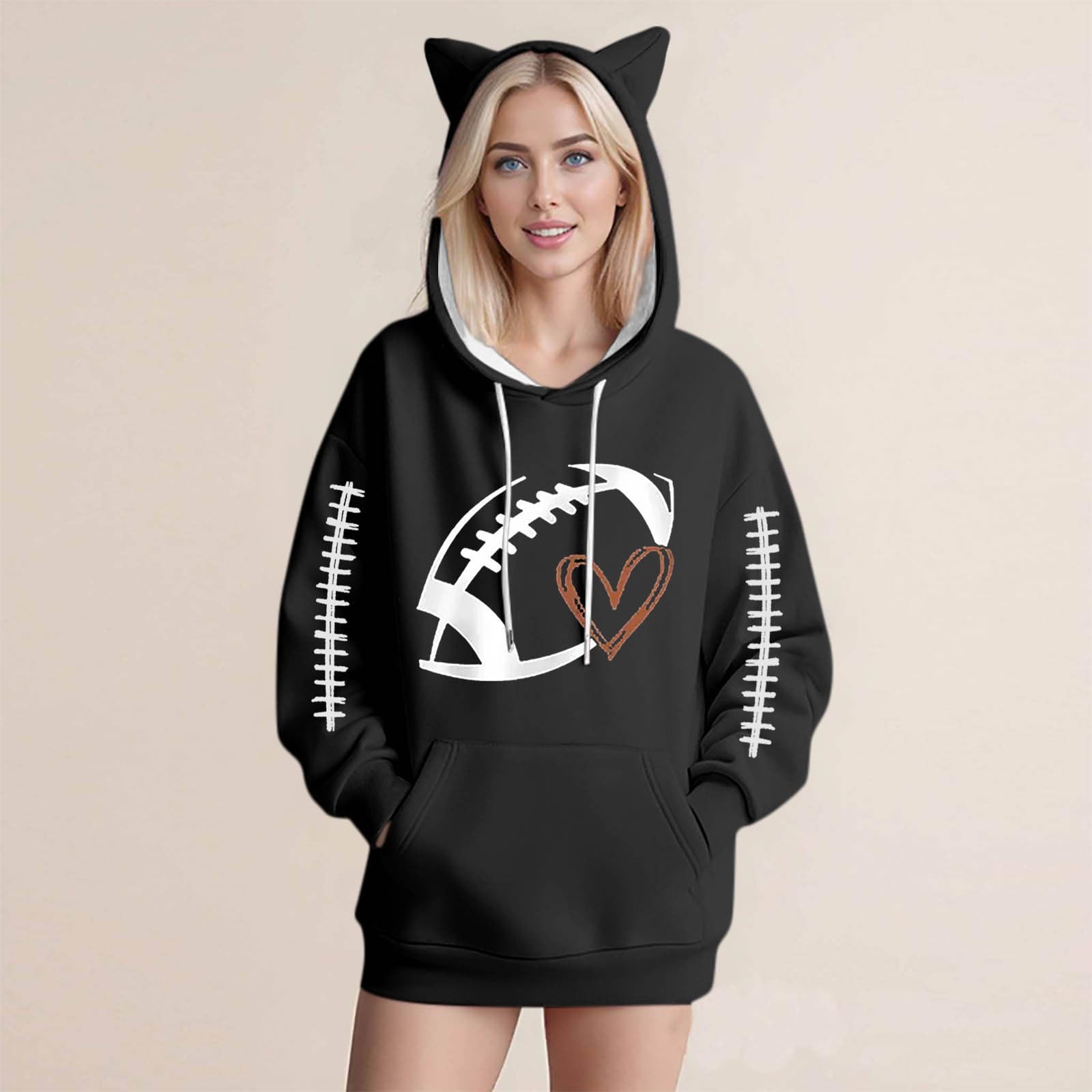 

Women s Fashion Casual Long Sleeve Hooded Sweatshirt Tops XXL