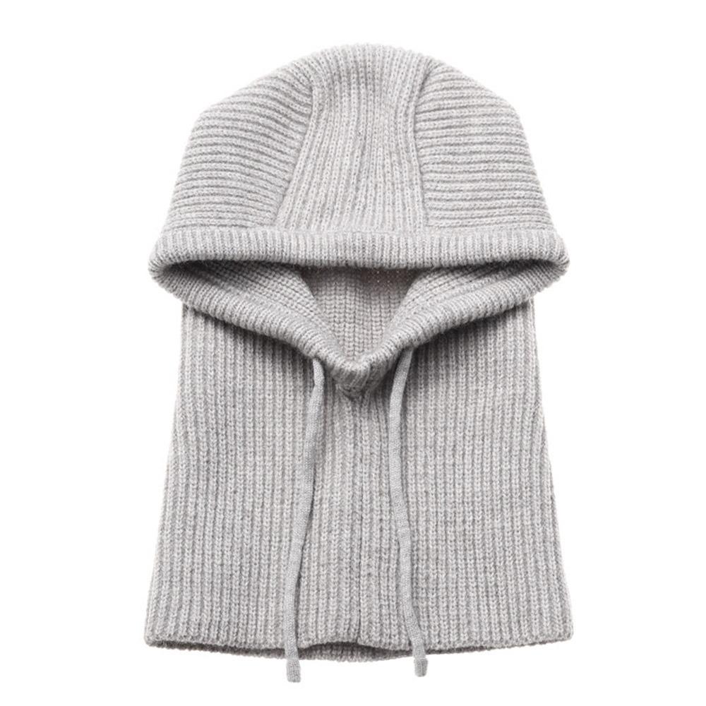 

Knitted Pullover Cap Drawstring Ski Mask Caps Winter Balaclava Hat Outdoor серый