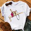 Women's Ballet Print T-shirt, Suitable for Women, Gymnastics Enthusiasts, Birthday Gifts Summer Women's Tops Casual Women's Y2K