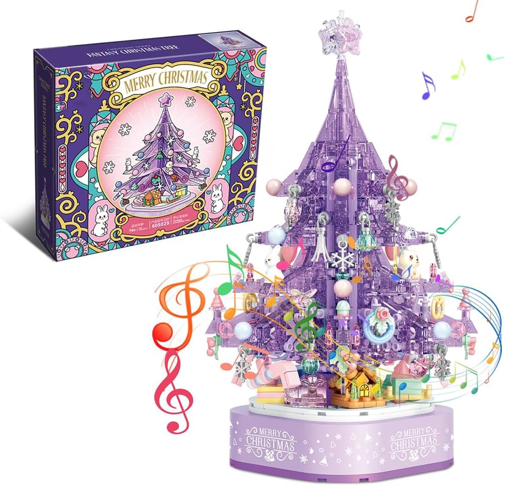 Non-Toxic Children Christmas Tree Santa Claus Mini Music Box Model Micro Bricks Building Block Diy Bricks Toys For Adult Gift