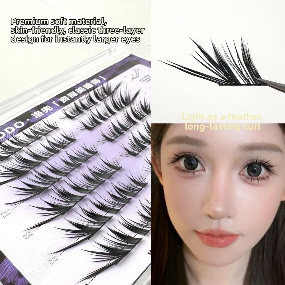 10-14MM DIY Lashes Extension Without Glue 6 Rows Fake Eyelashes Black Swan False Eyelashes Party