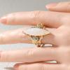 Vintage Inlaid Imitation Opal CZ Women's Ring Ethnic Two Color Hand Carving Daily Wear Party Jewelry Anniversary Gift