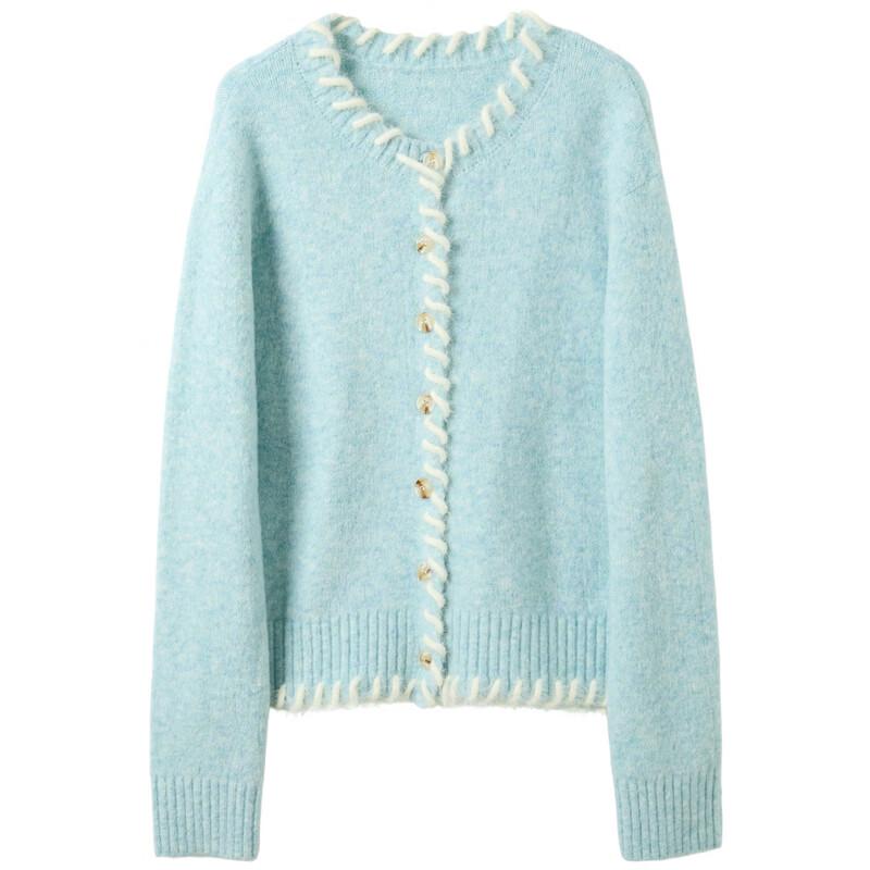 Sancai Maschinenwaschbarer Colorblock Knopf-Strickpullover