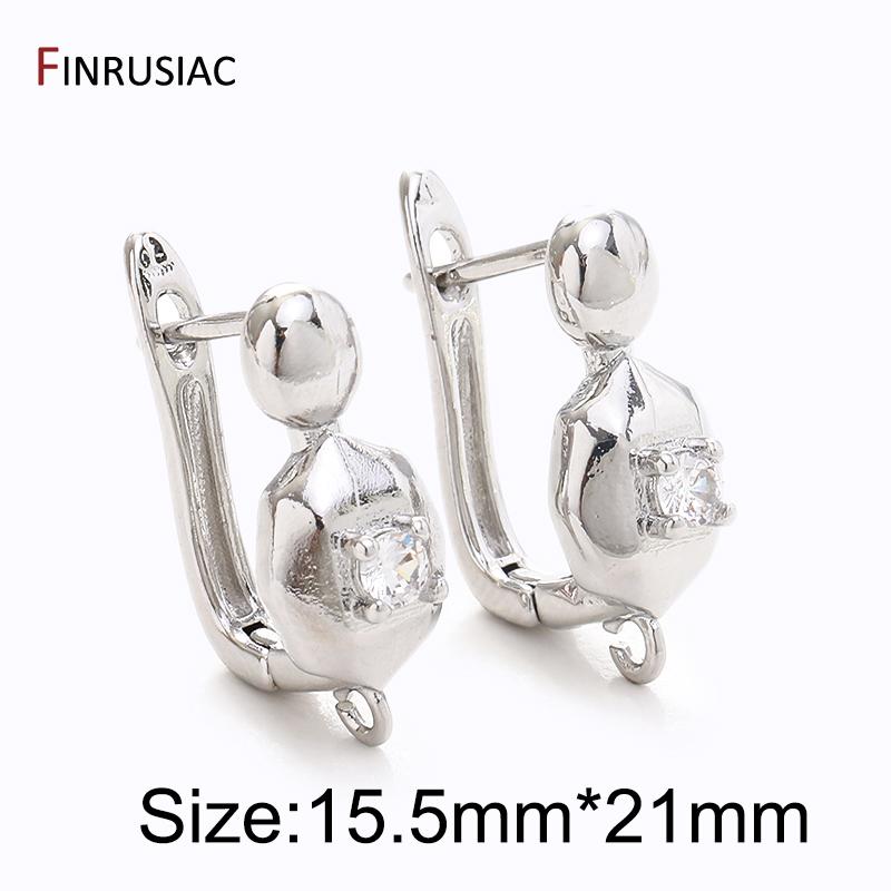 18K Gold Plated Brass Earring Fixtures,Zircon Shvenzy Ear Wire Earring Hooks For DIY Earring Jewelry Making Supplies Accessories