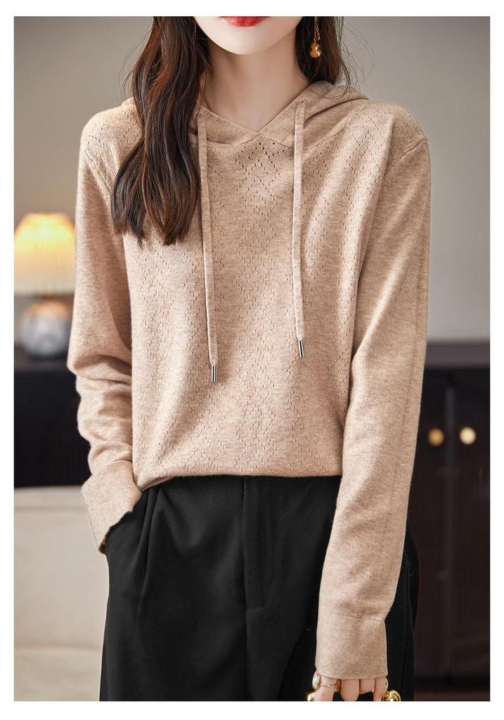 2024 Autumn Women's Knit Hoodie Pullover & Cardigan Sweater Loose Top