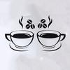 Coffee Cups Beads Pattern Pub Cafe Kitchen Home Decor Art Decal Wall Sticker