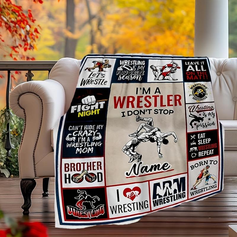 Wrestling Customize Your Name Blanket Used For Chair Office Sofa Bed Camping Soft And Warm Giving Friends And Relatives Birthday Graduation Gift