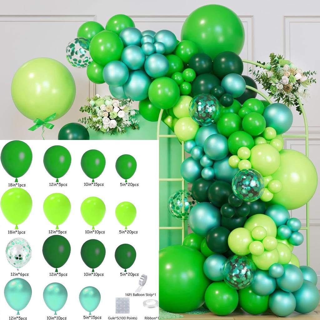 Jungle Green Birthday Arrangement Balloon Chain Package Festive Wreath Arch Party Decoration