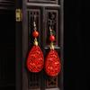 Red cinnabar water drop earrings retro temperament niche design earrings antique cheongsam earrings women