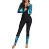 Sommer Surfing Badeanzug Reißverschluss Halbe Knopfleiste Langarm Druck Spleißen Einteiliger Bikini Schnelltrocknend Damen Monokini