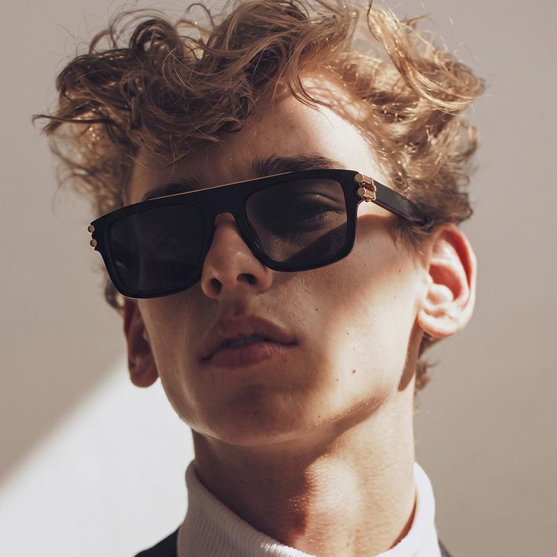 Retro box black frame sunglasses outdoor travel UV protection trend sunglasses versatile decorative sunshade glasses