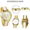JewelryWe Fashion Watch Analog Display Quartz Roman Numeral Dial Silicone Band Waterproof for Daily Life Men's (White.Gold)