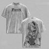 Frieren Anime Printed T-shirt Gothic Y2k Vintage Washed Oversized T Shirt Men Clothing Summer Short Sleeve Cotton Tees Tops