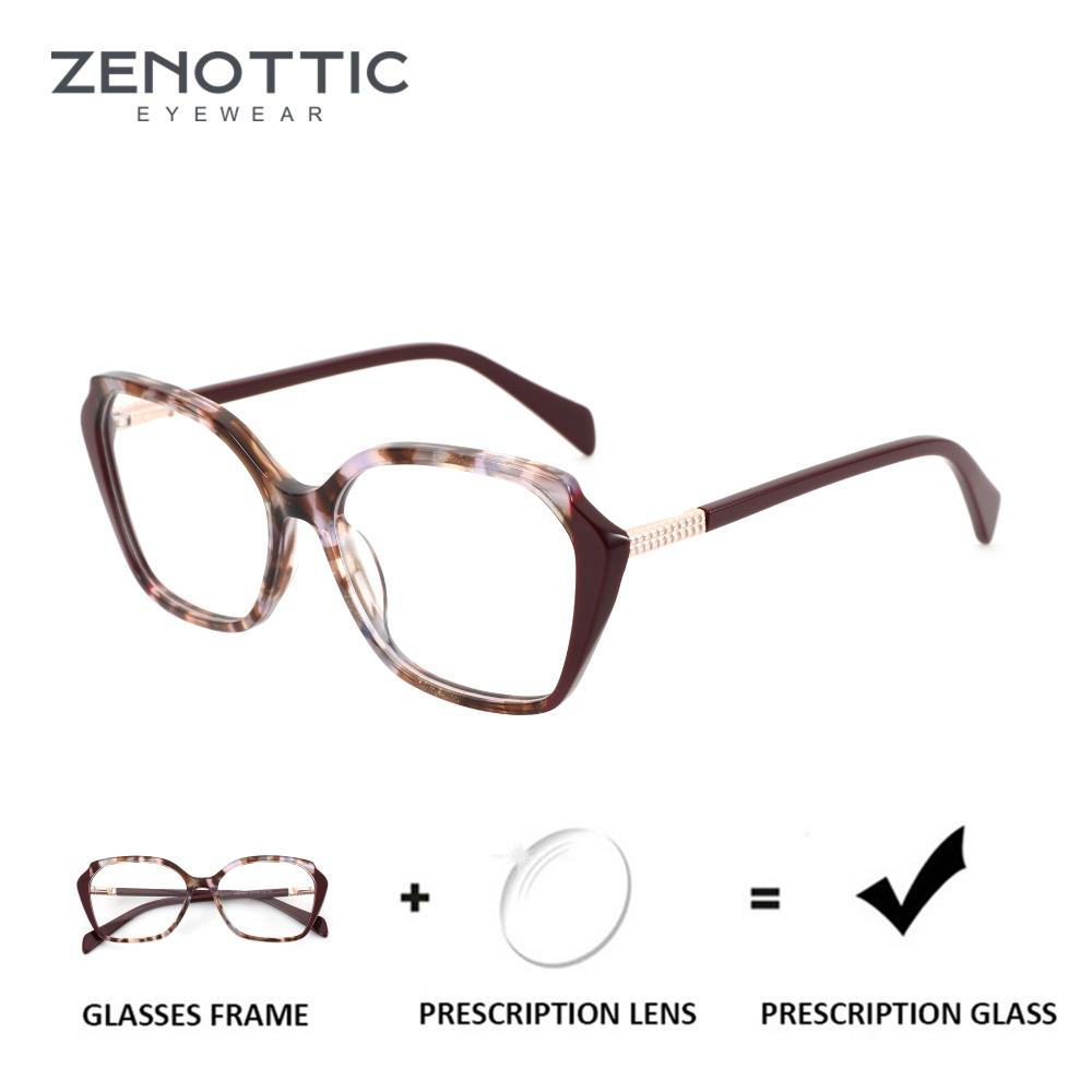 

ЗЕНОТТИК (S Размер) Новинки Полигональные Очки по Рецепту Женские Квадратные Оптические Очки Ручной Работы Ацетат Прогрессивные Очки Single Version&1.56&None