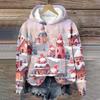 Women's Fashion Long Sleeve Christmas Print Loose Hooded Sweatshirt Top