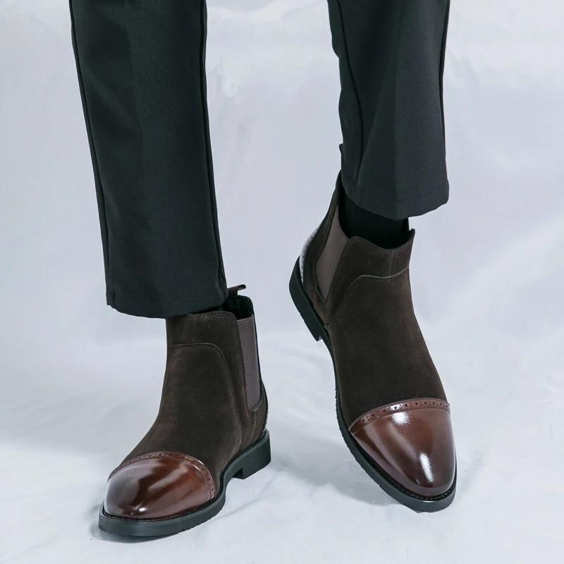 Fashion High Quality Men Formal Ankle Boots Business Casual Men Dress Office Chelsea Boots Male Slip-On Oxfords Luxury Designer Shoes