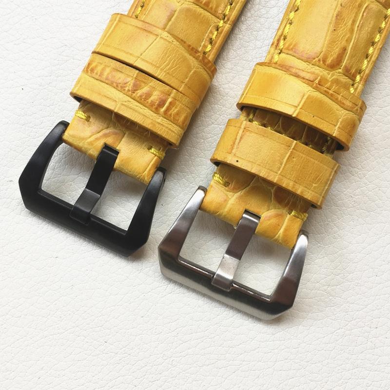 24 мм желтый ремешок из натуральной кожи с узором крокодила — фото 6