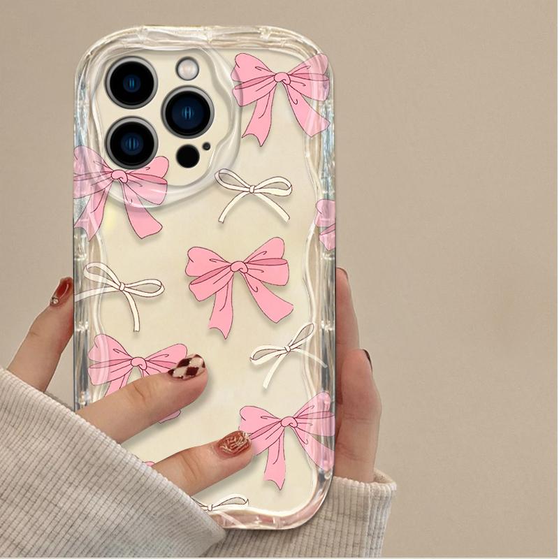 Bowknot Heart Phone Case for iPhone 17 Air 16 15 14 13 12 11 Pro Max Plus 16E XR XS X Shockproof Silicone Back Cover