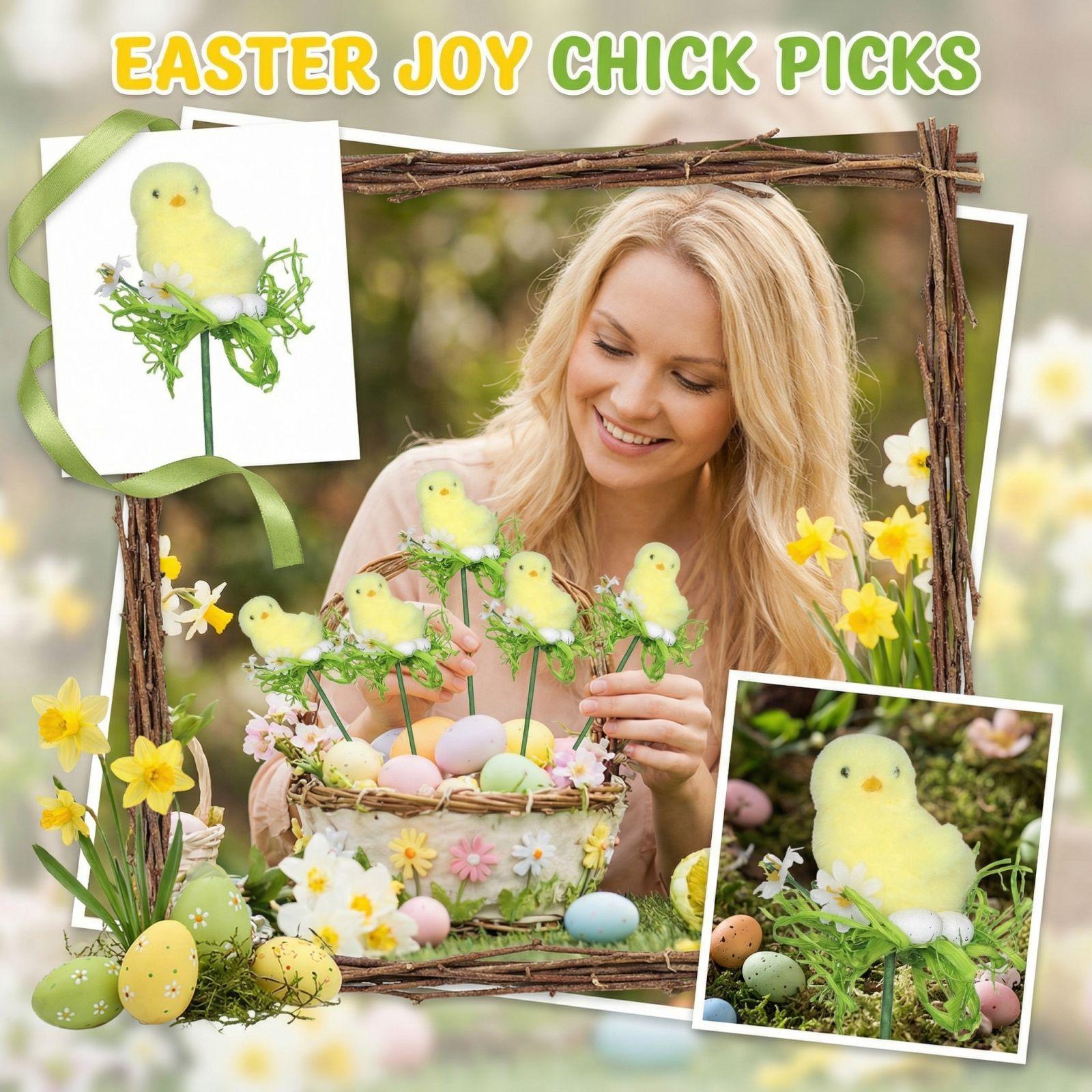 

Easter Decoration Creative Little Chicken Flower Arrangement Stems one size жовтий