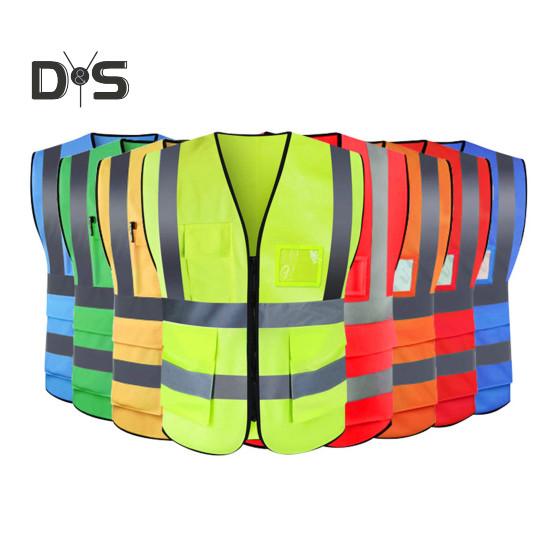 Kamizelka robocza męska damska odblaskowa kamizelka dekolt w serek bez rękawów zamek błyskawiczny plisa oddychająca nocna kamizelka bezpieczeństwa