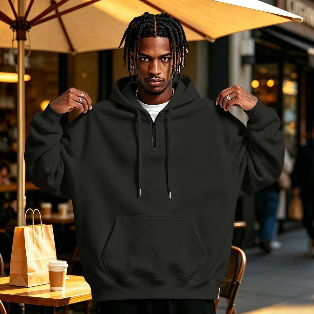 Heren Hoodie met Halve Rits en Capuchon, Pullover Hoodie Top voor Casual Dagelijks Gebruik
