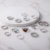 Heart-Shaped Butterfly and Diamond-Accented Braided Ring Set - 15 Pieces