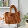 Fashion Solid Color Handwoven Bag Elegant Handmade Crochet Handbag Large Capacity Vintage Woven Bag Women Use