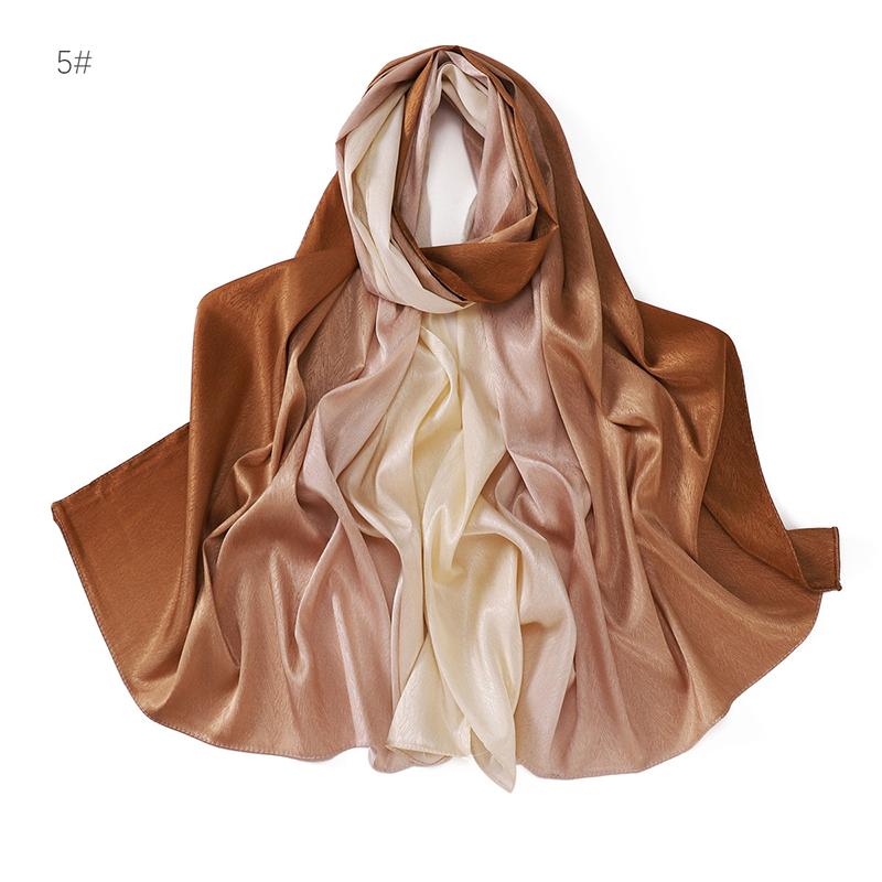 

Design Fashion Gradient Color Classic Shiny Silk Scarf Women s Soft Headscarf Solid Color Shawl Headscarf Muslim Scarf 70x180CM