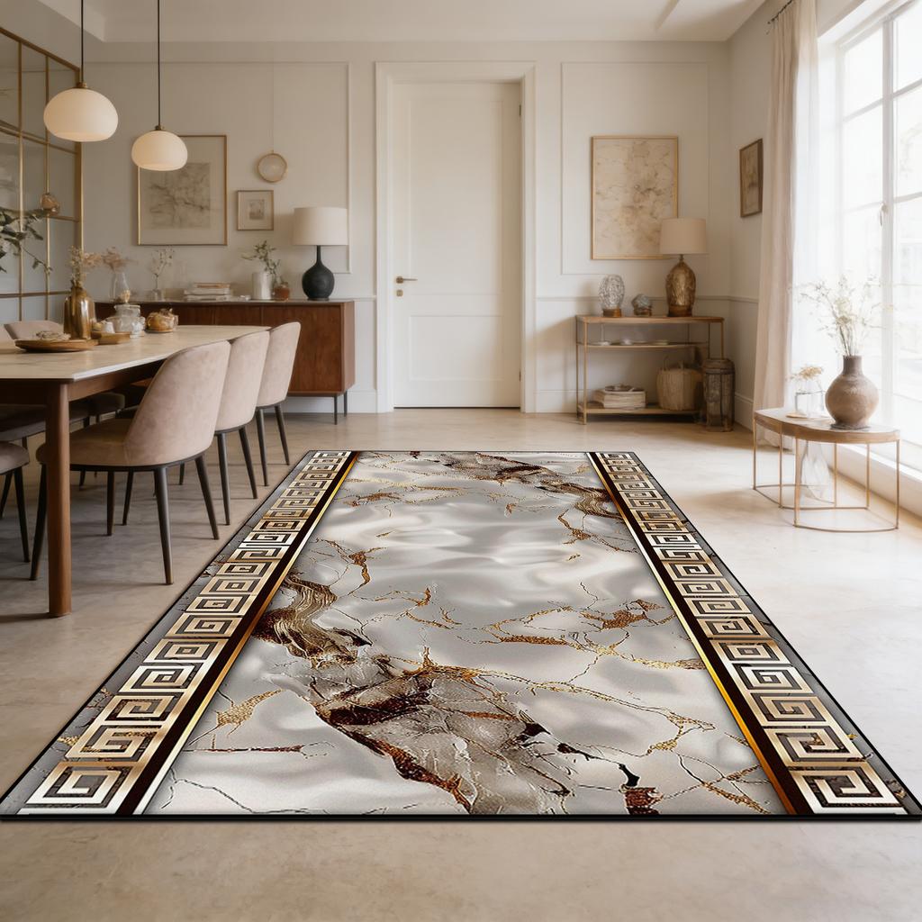 Marble Style Dining Room Long Rug Decoration Bedroom Living Room Non-slip Washable Carpet Cloakroom Soft Fluffy Tables Chair Mat