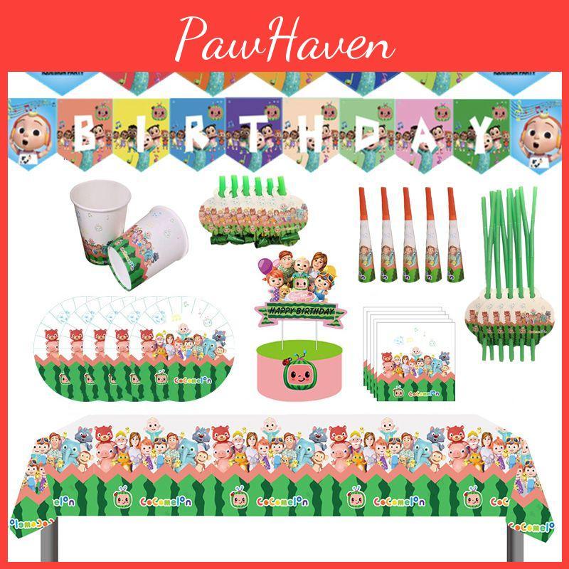 Supplies Disposable Party Tableware Plate Banner Napkin Cake Topper