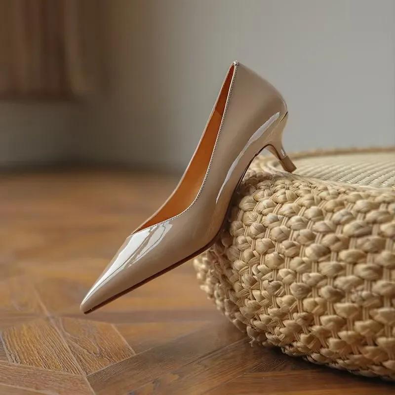Мода Класичні Сексуальні Гостроносі Жіночі Туфлі-човники Весільне Взуття Середній Каблук Офісні Каблуки OL Лаконічний Носок Класичні Жіночі