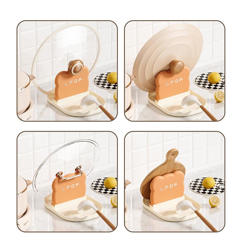 1 st. Grytlocksställ, Skedställ för spishäll, Värmebeständigt lockställ för köksbänkskiva, Sött redskapsställ för matlagning