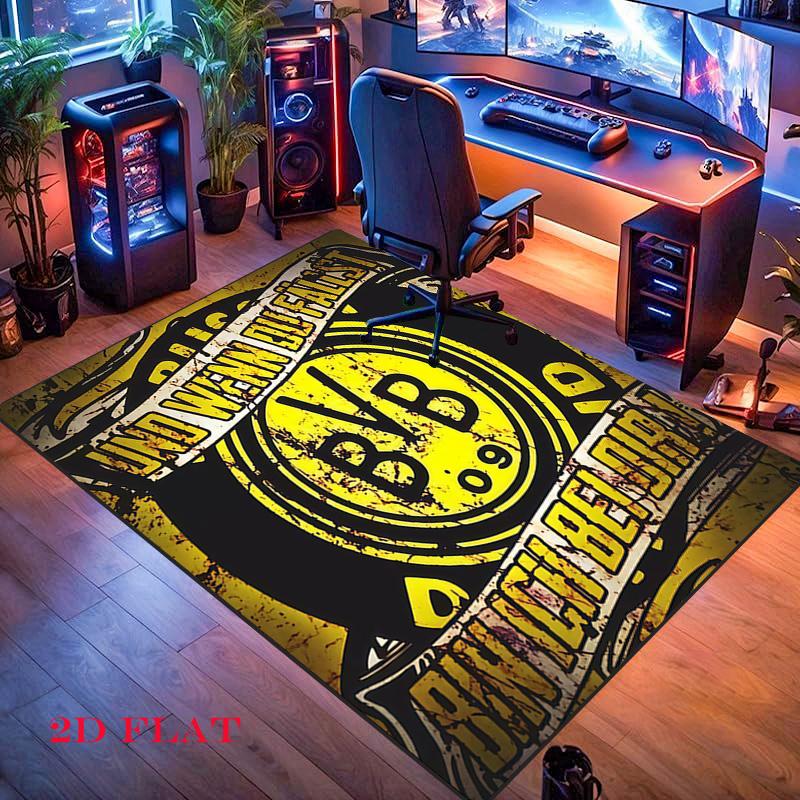 Borussia Dortmund Logo Teppich für Wohnzimmer Schlafzimmer Zuhause Sofadekoration, rutschfeste Bodenmatte für Kinder