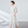 2026 Hangzhou Summer Heavy Silk Women, Mulberry Silk Dress Women's Embroidery V-neck Temperament Elegant Slim Casual