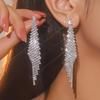 Exquisite Rhinestone Tassel Earrings – Glamorous Long Diamond Drop for Women