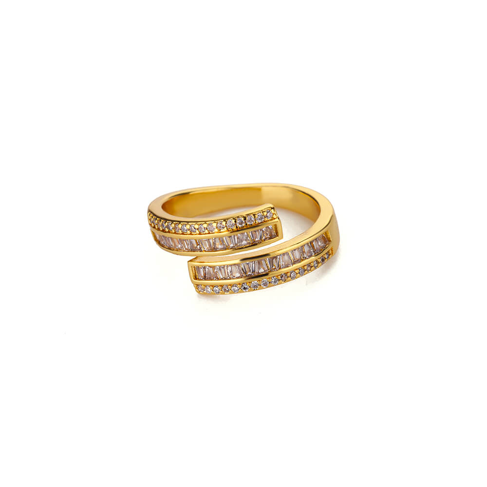 Geometric Zircon Hug Rings for Women Stainless Steel Gold Color Wedding Adjustable Ring New Fashion Zircon Gift anillos mujer