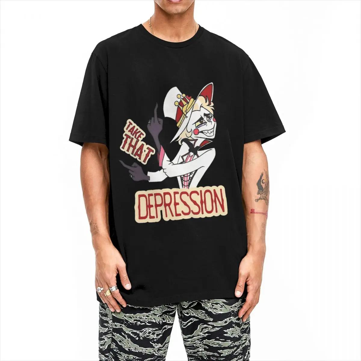 

Мужчины Возьмите ЭТО Депрессия Люцифер Отель Хазбин Футболка Хлопковая Одежда Винтажная Футболка с Коротким Рукавом и Круглым Вырезом Летние Футболки XL