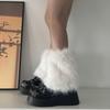 Flauschige Kunstpelz Beinwärmer Pelz Fersen Lange Stiefel Manschetten Abdeckung Hat Elastisch Ein Paar Karneval Stiefelabdeckung Y2K JK Uniform