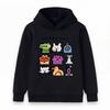 Kids Boys Girls Hooded Pullover Sweatshirt, Cute Cartoon Animal Group Print Casual Long Sleeve Hoodie, Cozy Soft Streetwear Tops for Happy Daily Wear,