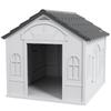 Outdoor Dog Kennel, Sloping Roof, Open Front Door, Medium/Large Dogs, 84.2 x 98.2 x 82 cm, Grey