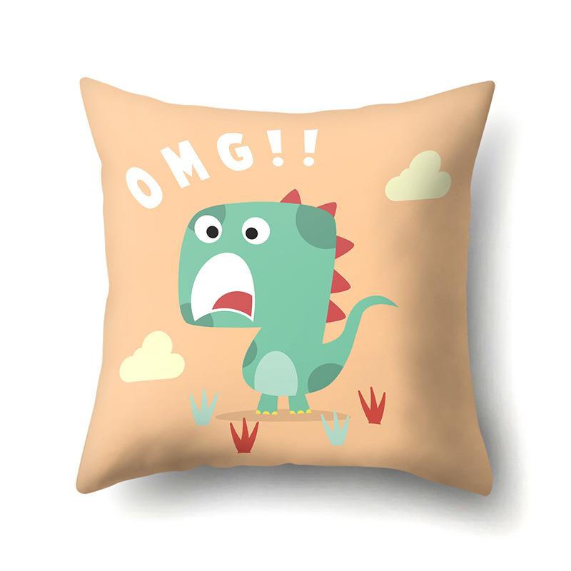 Geometric Dinosaur Pattern Polyester Single-sided Pillowcase Home Sofa Pillowcase Living Room Bedroom Cushion Cover