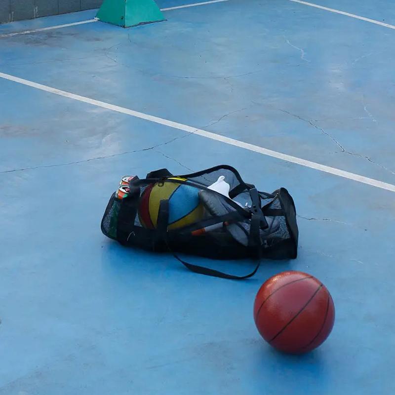 Black Yoga Pad Carrier Bag Basketball Volleyball Bag Sports Fitness Storage Bag Mesh Pilates And Bodybuilding Sports Bag