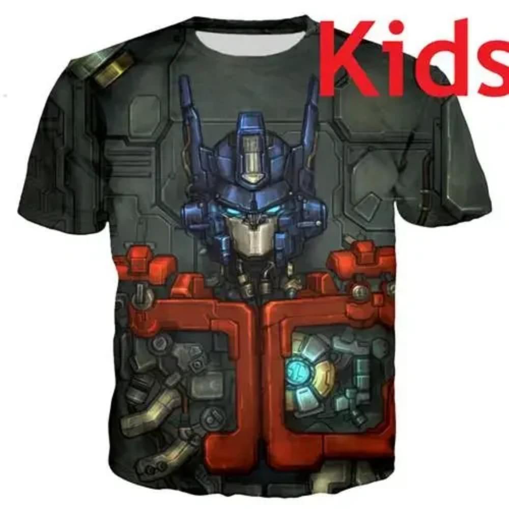 Kids Summer Transformation Robot 3d Print Boys T-shirts Kids Autobots Tees Children Summer Short Tops
